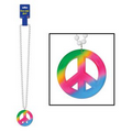 Beads With Tie-Dyed Peace Sign Medallion